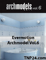 آرک مدل شماره 6 شامل لوازم حمام مانند وان حمام، توالت، دوش، شیر آب و دیگر وسایل حمام و دستشوییEvermotion Archmodel Vol 6