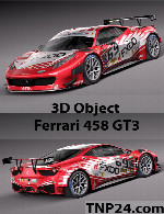 سمپل سه بعدی فراری 458 جی تی 3 ریس کارFerrari 458 GT3 Race Car 3D Object