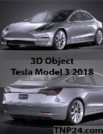 سمپل سه بعدی تسلا مدل 3D   2018Tesla Model 3 2018 3D Object