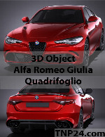 سمپل سه بعدی آلفا رومیو جولیا کوادریفاگلیوAlfa Romeo Giulia Quadrifoglio 3D Object