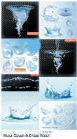 تصاویر وکتور قطرات و ذرات پاشیده شده آب بدون بک گراندWater Splash And Drops Water On Transparent Background