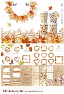 کیت طراحی پاییزی، پترن، کارت پستال، بک گراند و فریمCM Autumn Kit