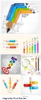 تصاویر وکتور نمودارهای اینفوگرافیکی مدادInfographics Pencil Modern Business Elements Collection