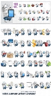100 تصویر وکتور کاراکترهای کارتونی تجاریToonCharacters Robot Businessman Cartoon Character Set