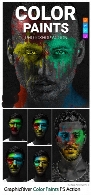 اکشن فتوشاپ ایجاد افکت رنگ های نقاشی پاشیده شده بر روی تصاویر به همراه آموزش ویدئویی از گرافیک ریورGraphicRiver Color Paints Photoshop Action