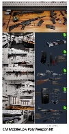 مجموعه مدل های آماده سه بعدی وسایل جنگی، تفنگ، اسلحه، کلت، شمشیر و ...CreativeMarket Mobile Low Poly Weapon Kit