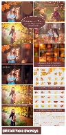 تصاویر کلیپ آرت برگ های پاییزی رنگارنگ، بوکه و افکت های پاییزی متنوع برای تصاویرCM Colorful Fall Photo Overlays