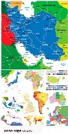 تصاویر وکتور نقشه ایران و جهان و کشورهای مختلف مانند فرانسه، آمریکا و ...World Maps