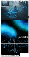 تصاویر کلیپ آرت خطوط موج دار آبی رنگ با کیفیت 5kCreativeMarket 5K Blue Meteora Overlays