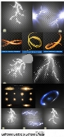 تصاویر وکتور رعد و برق، نور الکتریکی، صاعقه و افکت های نورانیLightning Electric Discharge And Lighting Effects