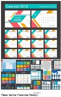 مجموعه تصاویر وکتور قالب آماده تقویم 2018 با طرح های مختلفDesk Vector Calendar Design Template For 2018 Year