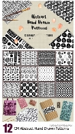 12 وکتور پترن با طرح های متنوع دست کشیده سیاه و سفیدCM 12 Abstract Hand Drawn Patterns