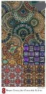 تصاویر وکتور پترن با طرح های گدار تزئینیFlower Decorative Ethnic Geometric Fabric Pattern Vintage