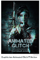 اکشن فتوشاپ ایجاد افکت متحرک نویز بر روی تصاویر به همراه آموزش ویدئویی از گرافیک ریورGraphicriver Animated Glitch Photoshop Action