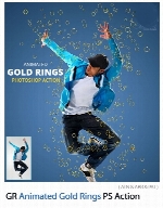 اکشن فتوشاپ ایجاد افکت حلقه های طلایی متحرک بر روی تصاویر به همراه آموزش ویدئویی از گرافیک ریورGraphicriver Animated Gold Rings Photoshop Action