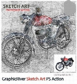 اکشن فتوشاپ تبدیل تصاویر به طرح اولیه نقاشی به همراه آموزش ویدئویی از گرافیک ریورGraphicRiver Sketch Art Photoshop Action