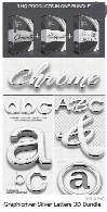 افکت لایه باز متن نقره ای سه بعدی از گرافیک ریورGrapicriver Silver Letters 3D Bundle
