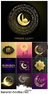 تصاویر وکتور بک گراند اسلامی ماه رمضان و کارت پستال عیدRamadan Kareem Vector Greeting Card Islamic Background