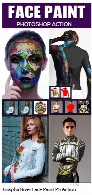 اکشن فتوشاپ ایجاد افکت نقاشی بر روی صورت و لباس به همراه آموزش ویدئویی از گرافیک ریورGraphicRiver Face Paint Photoshop Action