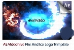 پروژه آماده افترافکت نمایش لوگو با افکت آتش و یخ از ویدئوهایوVideohive Fire And Ice Logo After Effects Templates