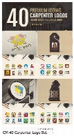 40 لوگوی چاپی نجاری، تبر، چوب، اره و ...CM 40 Premium Carpenter Logo Set