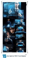 تصاویر با کیفیت تجارت پیشرفته با صفحه نمایش مجازیBusinessman With Virtual Screens