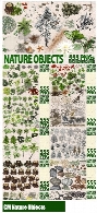 مجموعه تصاویر کلیپ آرت عناصر متنوع طبیعت، سنگریزه، گل و گیاه، آب متحرک، چمن و ...CM Nature Objects