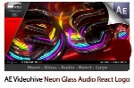 پروژه آماده افترافکت نمایش لوگو با افکت نورهای نئون شیشه ای به همراه آموزش ویدئویی از ویدئوهایوVideohive Neon Glass Audio React Logo After Effects Template
