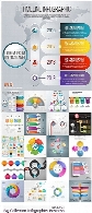 مجموعه تصاویر وکتور نمودارهای اینفوگرافیکی تجاری متنوعBig Collection Modern Infographics Business Elements