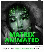 اکشن فتوشاپ ایجاد افکت کدهای ماتریکس متحرک بر روی تصاویر به همراه آموزش ویدئویی از گرافیک ریورGraphicriver Matrix Animation Action
