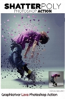 اکشن فتوشاپ ایجاد افکت پراکندگی ذرات خرد شده بر روی تصاویر به همراه آموزش ویدئویی از گرافیک ریورGraphicriver Shatterpoly Photoshop Action