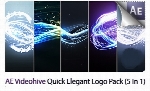 پروژه آماده افترافکت 5 افکت نورانی نمایش لوگو به همراه آموزش ویدئویی از ویدئوهایوVideohive Quick Elegant Logo Pack (5 In 1) AE Templates