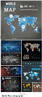 تصاویر وکتور نمودار اینفوگرافیکی نقشه جهانWorld Map Infographic