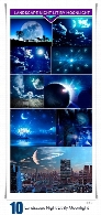 تصاویر با کیفیت منظره شب نورانی با ماهLandscape Night Lit By Moonlight