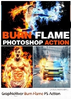 اکشن فتوشاپ ایجاد افکت شعله آتش بر روی تصاویر به همراه آموزش ویدئویی از گرافیک ریورGraphicRiver Burn Flame Photoshop Action