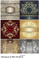 تصاویر وکتور پس زمینه های تزئینی به همراه فریمStock Luxury Background With Golden Patterns