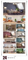 تصاویر با کیفیت طراحی داخلی مدرن خانه، اتاق خواب و سالن پذیراییInterior Ideas Stock Images