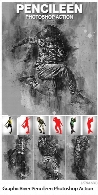 اکشن فتوشاپ تبدیل تصاویر به نقاشی با مداد از گرافیک ریورGraphicRiver Pencileen Photoshop Action Painting Effect