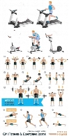تصاویر وکتور آیکون های ورزشی، بدنسازی، فیتنسCM Fitness Aerobic And Exercises Icons
