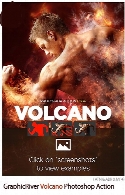 اکشن فتوشاپ ایجاد افکت آتشفشان بر روی تصاویر به همراه آموزش ویدئویی از گرافیک ریورGraphicRiver Volcano CS3 Photoshop Action