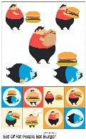 تصاویر وکتور افراد چاق در حال خوردن همبرگرSet Of Fat People Eat Burger