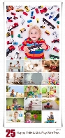 مجموعه تصاویر با کیفیت کودکان خوشحال در حال بازی با اسباب بازیHappy Child And Kids Play With Toys
