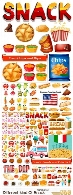 تصاویر وکتور غذاهای متنوع فست فود، برنج، سبزیجات و ...Different kind Of Snack
