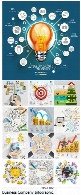 مجموعه تصاویر وکتور نمودارهای اینفوگرافیکی تجاری خلاقانهCreative Idea Business Company Infographic With Diagram