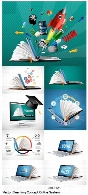 تصاویر وکتور مفهومی سیستم آموزش الکترونیکی آنلاینVector Set Elearning Concept Online System