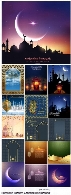 تصاویر وکتور کارت پستال با پس زمینه ماه مبارک رمضانRamadan kareem Greeting Background