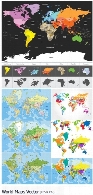 تصاویر وکتور نقشه های مختلف جهانWorld Maps Vector