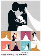 تصاویر وکتور طرح های کارت تبریک عروسیHappy Wedding Day Invitation