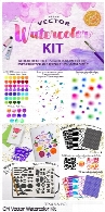 مجموعه تصاویر وکتور عناصر طراحی آبرنگی متنوعCM Vector Watercolor Kit