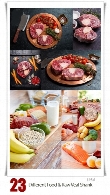 مجموعه تصاویر با کیفیت نزدیک مواد غذایی مختلف و گوشت خامClose up Of Different Food And Raw Veal Shank Slices Meat